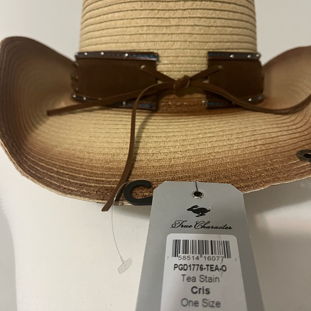 Peter Grimm Tan and Brown Western Hat with Turquoise Details - Picture 7 of 8